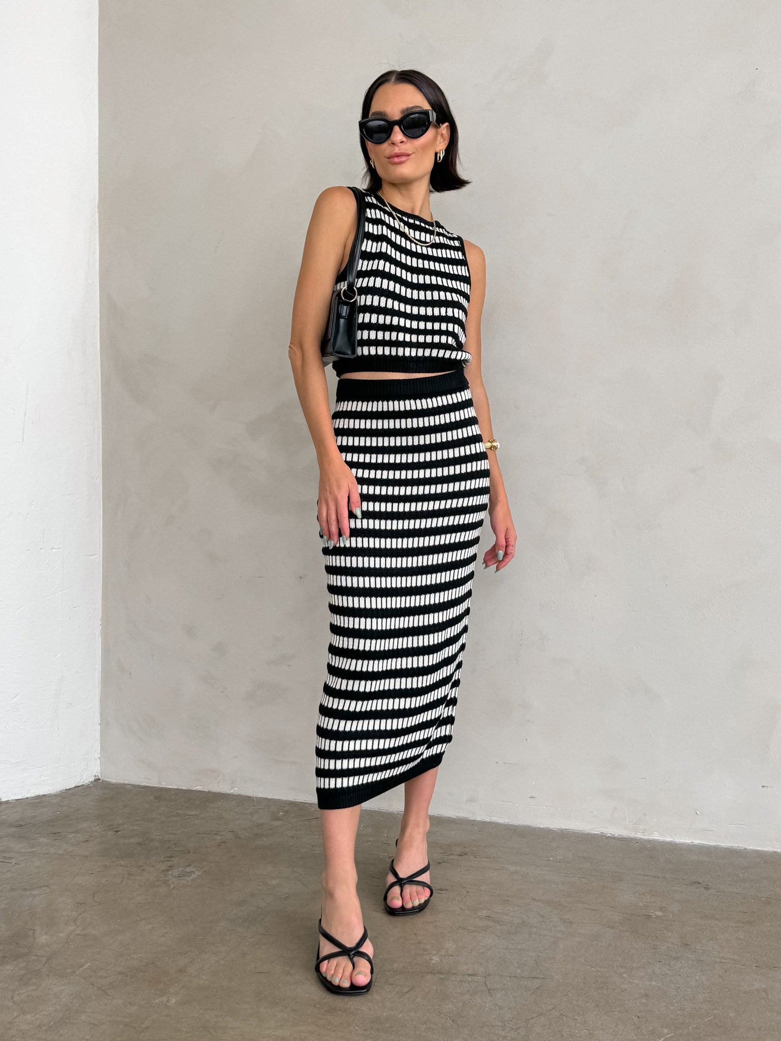 Castaway Stripe Knit Midi Skirt - Final Sale