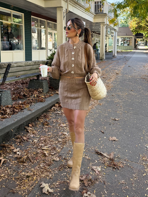Arlo Cable Knit Sweater in Latte