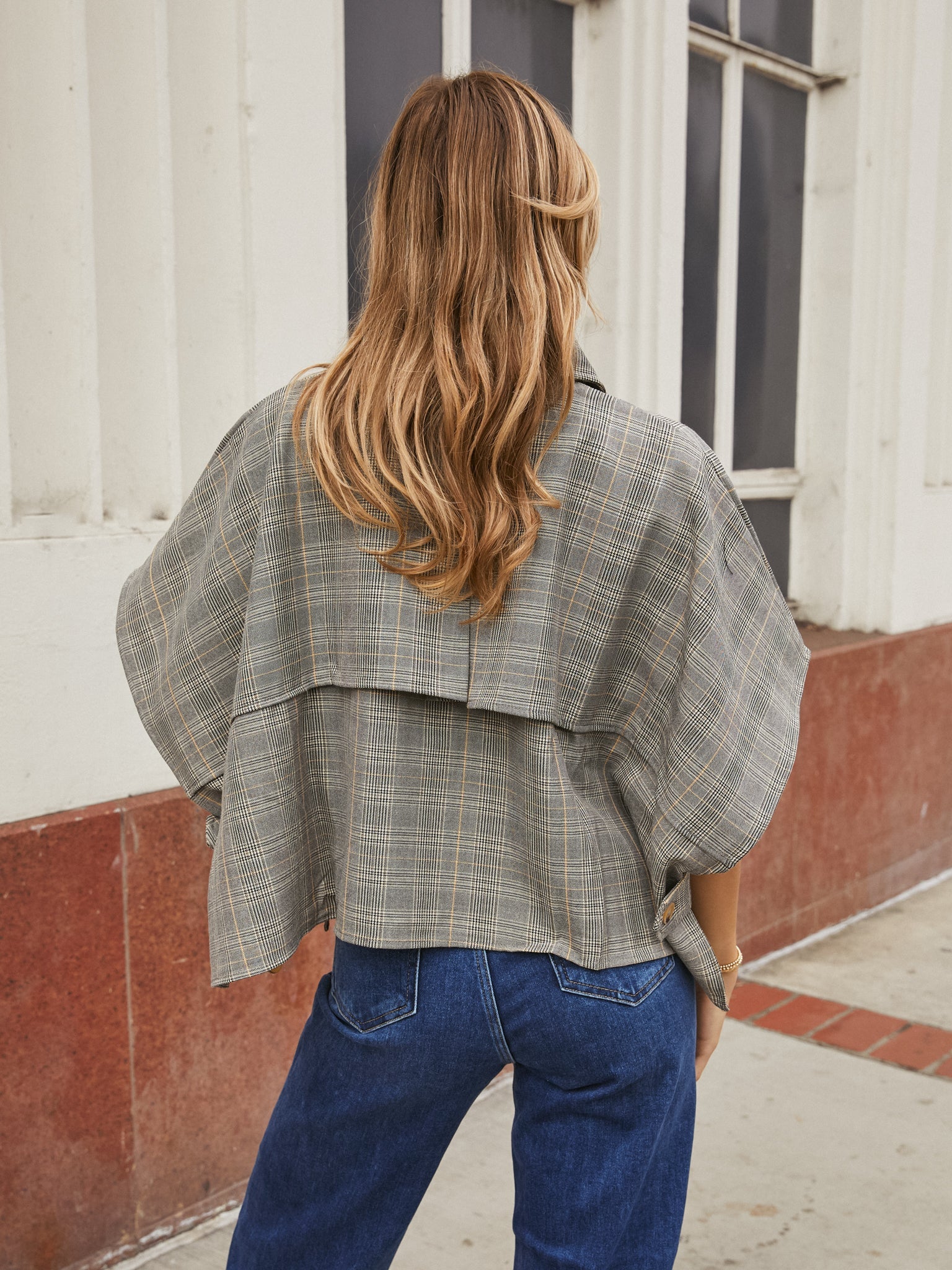 On the Town Plaid Cape Top - Final Sale