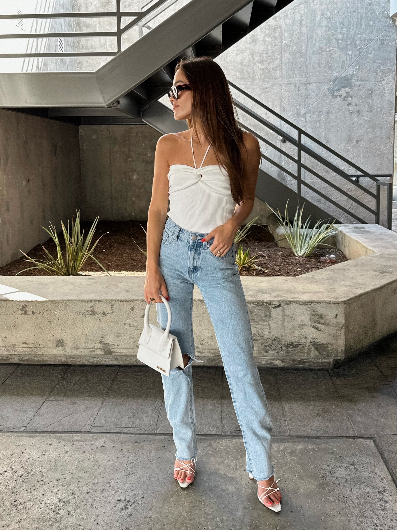 Ground Breakers Halter Top in White - Final Sale