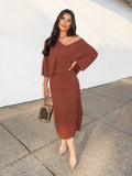 Easton Knit Midi Skirt in Brown - Final Sale