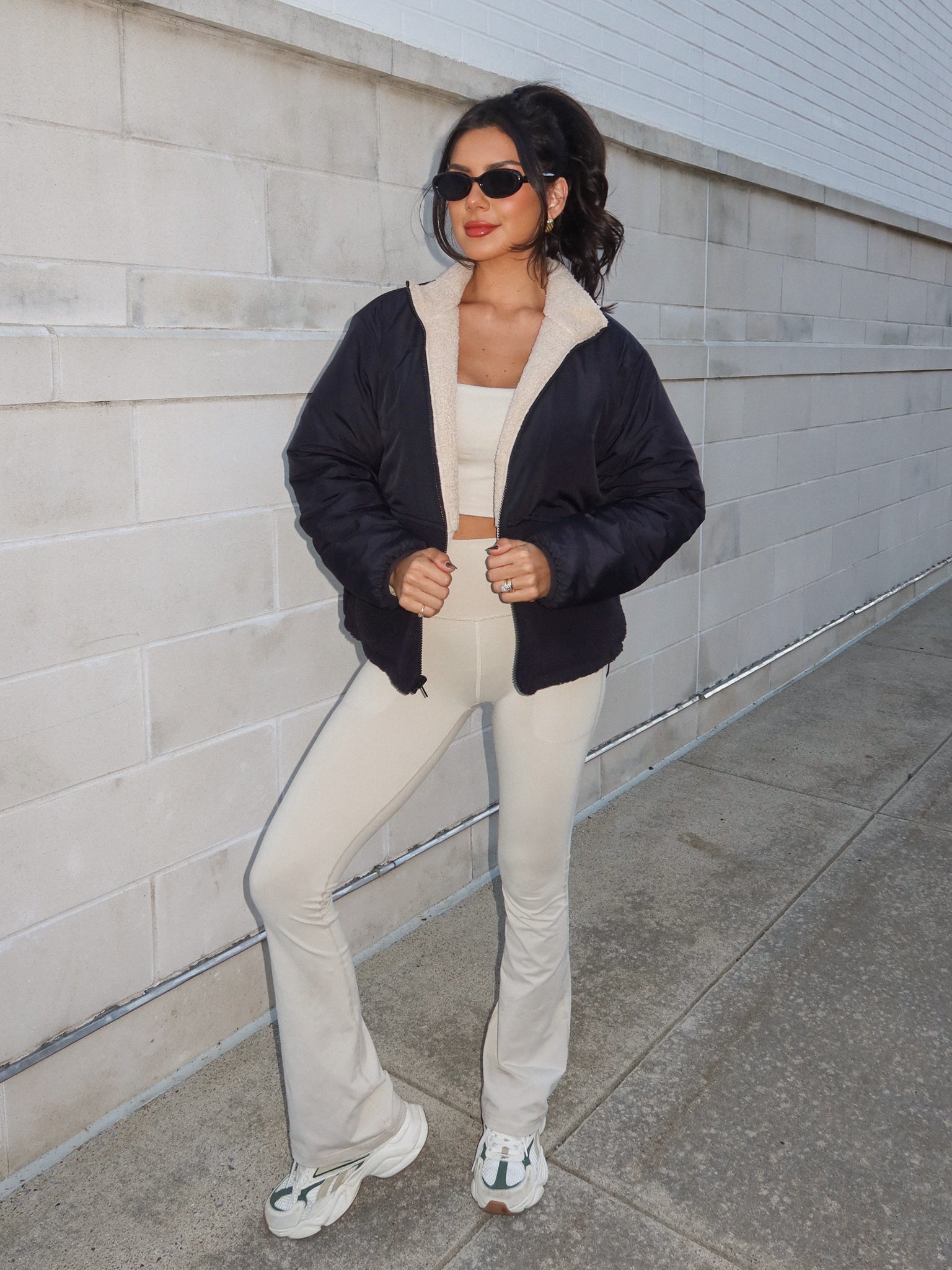 Keystone Sherpa Puffer Jacket in Black