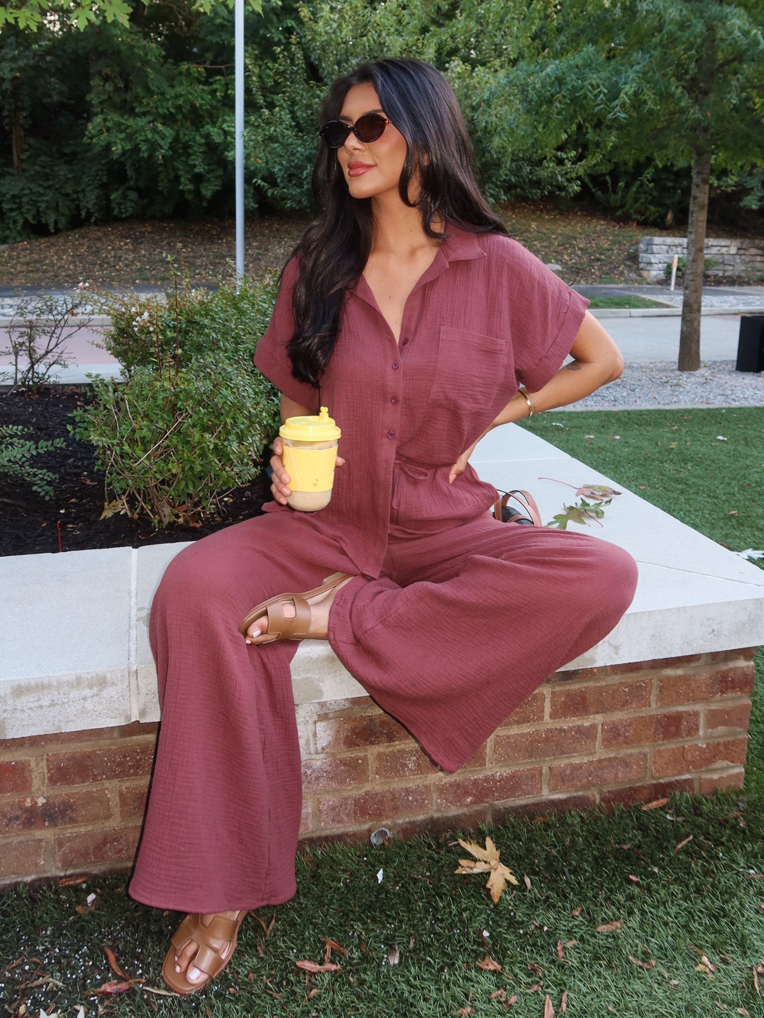 It List Gauze Button Up