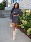 Arlo Cable Knit Mini Skirt in Charcoal