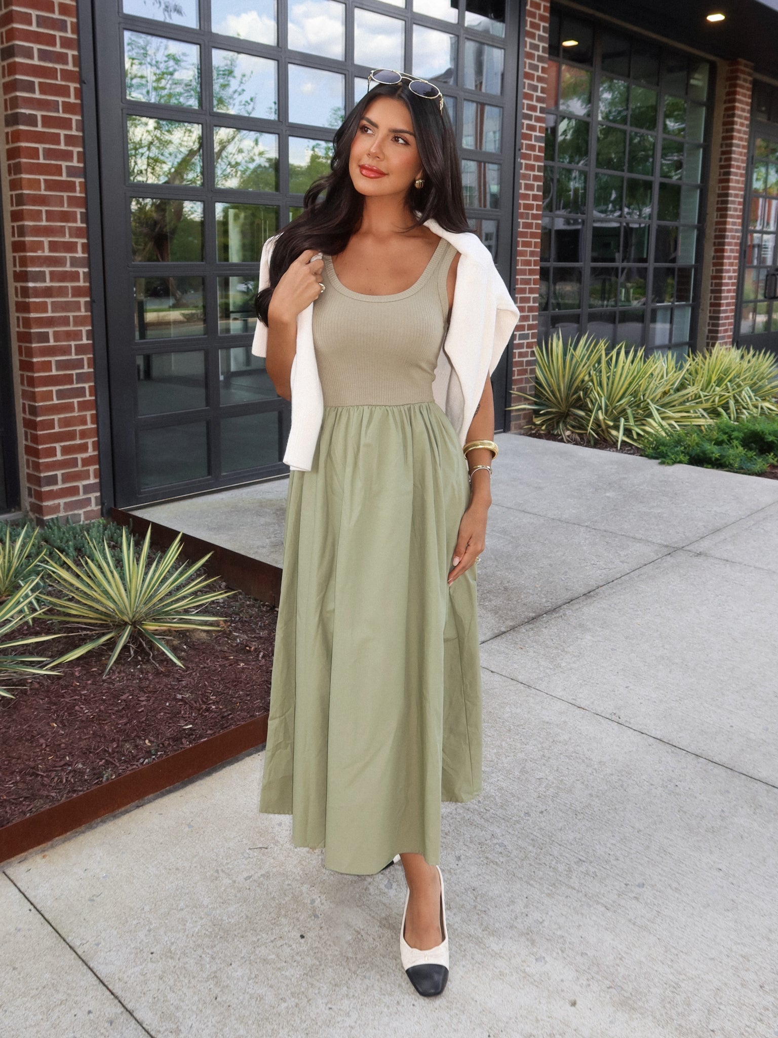 Freya Midi Dress in Olive