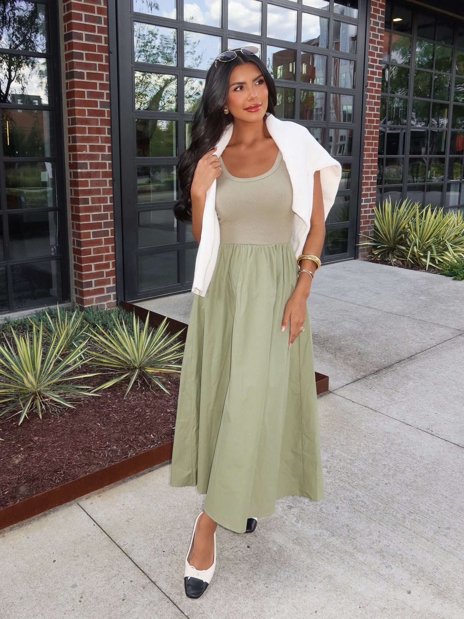 Freya Midi Dress in Olive