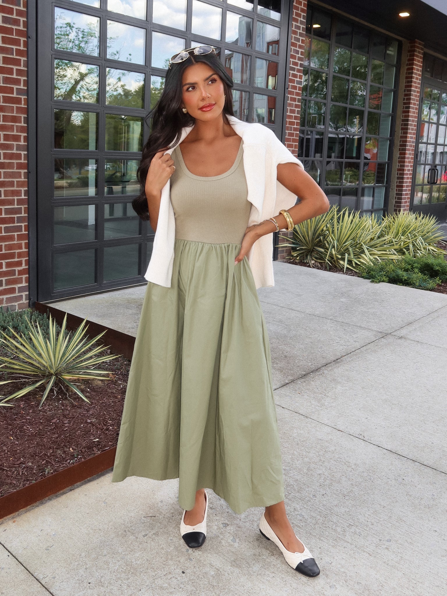 Freya Midi Dress in Olive
